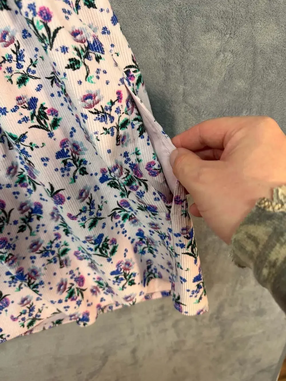 Free People Gaia Printed Corduroy Floral Blouse Top